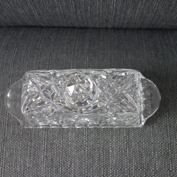 Vintage Fancy Glass Butter Dish and Lid Set - Picture 2 of 11